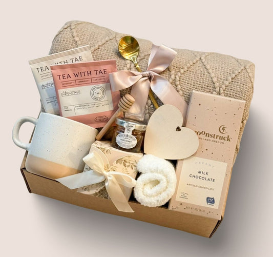 Cozy Pink Gift Box with Blanket – Thoughtful Care Package for Her, Birthday, or Get Well Gift
