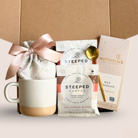 Small Pink Box with Ceramic Coffee Mug – Thoughtful Gift for Coffee Lovers